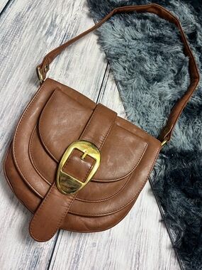 Vintage 70’s Tano of Madrid Brown Leather Saddle-Style Shoulder Bag